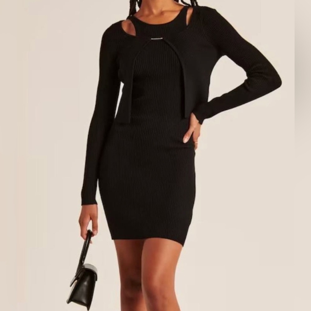 NWT Abercrombie Mini Rib knit Sweater Dress and Scuba Cardigan Set